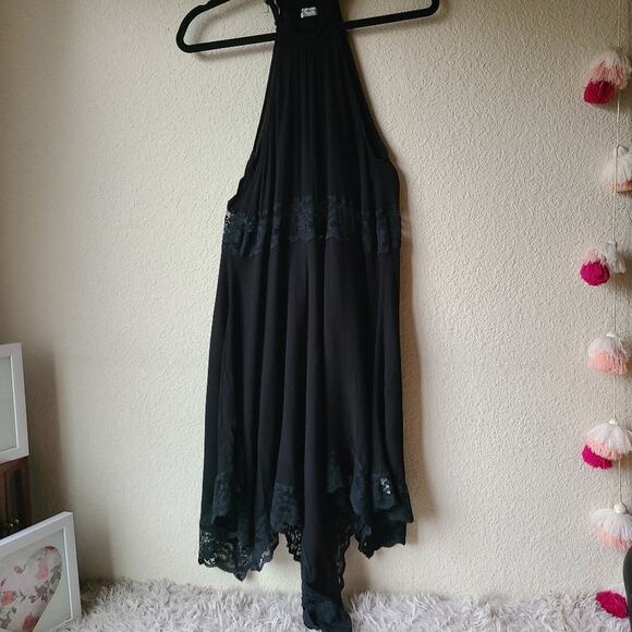 Intimately Free People Black Mesh Sleeveless Halter Asymmetric Hem Dress Size XS - Picture 4 of 12